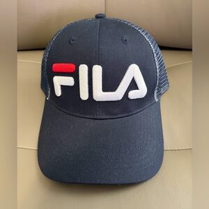 BNWT UNISEX FILA LOGO TRUCKER HAT NAVY BLUE WHITE RED ONE SIZE FITS MOST (OSFM